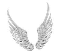 A ABSOPRO Angel Wings Style Badge Sticker for Auto Car Silver Tone (Set of 2)