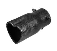 A ABSOPRO Car Exhaust Tip Heart Shaped Tail Pipe 2.48Inch OD 2.64x2.36Inch Outlet 5.43Inch Length Straight Bolt-On Muffler Tip Metal Carbon Fiber Pattern Black