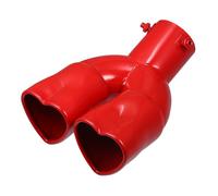 A ABSOPRO Car Exhaust Tip Heart Shaped Tail Pipe 2.48Inch OD 2.64x2.36Inch Outlet 8.54Inch Length Curved Bolt-On Muffler Tip Metal Red