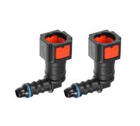 A ABSOPRO Car Fuel Line Hose Quick Release Connector 90 Degree 1/4" 6.3mm SAE to 1/4" 6mm Disconnect Hose Plastic Red (Set of 2)