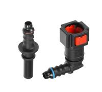 A ABSOPRO Car Fuel Line Hose Quick Release Connector Kit 90 Degree 5/16" 7.89mm SAE to 1/4" 6mm Disconnect Hose Plastic Red