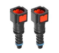 A ABSOPRO Car Fuel Line Hose Quick Release Connector Straight 1/4" 6.3mm SAE to 1/4" 6mm Disconnect Hose Plastic Red (Set of 2)