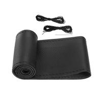 A ABSOPRO Car Hand Sewn DIY Steering Wheel Cover Breathable Comfortable 32-35cm Stitch on Wrap Cover Microfiber Leather Black Stitches