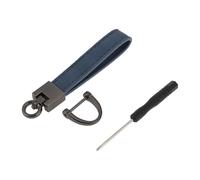 A ABSOPRO Car Keychain Universal Key Chain with Ring for Key Fobs for Home for Women Zinc Alloy Faux Leather Deep Blue 1 Set