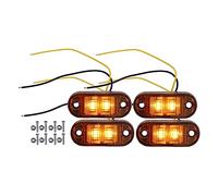 A ABSOPRO Front Rear Side Marker Light 2 LED for Truck Camper Van Plastic | Camper Van Lorry RV, Waterproof outdoor oval position lamp, Amber, Set of 4