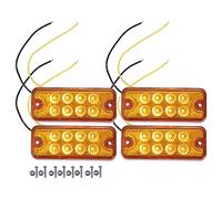 A ABSOPRO Front Rear Side Marker Light 8 LED 3.94" Rectangle Position Lamp | for Truck Trailer Van Caravan Lorry Car Bus, Waterproof, Plastic Amber, set of 4
