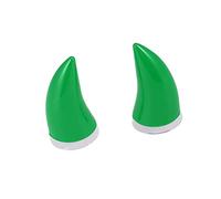 A ABSOPRO Motorcycle Helmet Sticker Bull Horn Decor PP Dark Green (Set of 2)