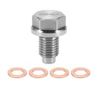 A ABSOPRO Oil Drain Plug Anti Leakage Oil Pan Drain Bolt Screw Thread Repair Stainless Steel Silver Tone 1 Set M12x1.5