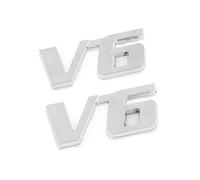 A ABSOPRO Polish Chrome V6 Fender Sticker Metal Emblem Decal Trim Badge 2Pcs Item Replacement