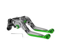 A ABSOPRO Short Long Brake Clutch Levers for Yamaha MT-07 14-22 6 Position Adjustable Motorcycle Handlebar Brake Lever Aluminum Alloy Titanium Handle Green End