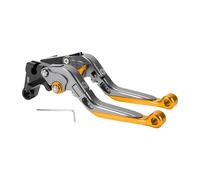 A ABSOPRO Short Long Brake Clutch Levers for Yamaha MT-07 2014-2022 Adjustable Motorcycle Handlebar Brake Lever Aluminum Alloy Titanium Handle Gold Tone End