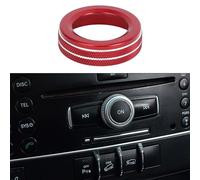 A ABSOPRO Stereo Volume Media Radio Tune Control Switch Knob Cover Ring Interior Trim for Mercedes Benz a B C E S CLA GLA GLK ML GL Class Aluminum Alloy Red