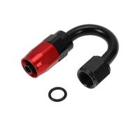 A ABSOPRO TF-1001-AN6 Male Flare Reducer Hose Fitting Adapter 180 Degree | Fuel line connector, Aluminum, Red, Black, with O-ring