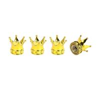 A ABSOPRO Tire Valve Stem Caps 12.8MM Car Wheel Valve Cap ABS Gold Tone Crown Style for Car Bike Motorcycle Truck Anti Crash Tyre Valve Stem Cover Valve Dust Cap Tire Valve Cap 4 Pcs
