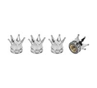 A ABSOPRO Tire Valve Stem Caps 12.8MM Car Wheel Valve Cap ABS Silver Tone Crown Style for Car Bike Motorcycle Truck Anti Crash Tyre Valve Stem Cover Valve Dust Cap Tire Valve Cap 4 Pcs