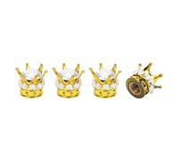 A ABSOPRO Tire Valve Stem Caps 12.8x15.8MM Car Wheel Valve Cap ABS Copper Gold Tone Silver Tone Faux Crystal Crown Style for Car Bike Motorcycle Truck Anti Crash Tyre Valve Stem Cover 4pcs