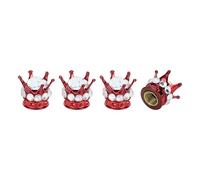 A ABSOPRO Tire Valve Stem Caps 12.8x15.8MM Car Wheel Valve Cap ABS Copper Red Silver Tone Faux Crystal Crown Style for Car Bike Motorcycle Truck Anti Crash Tyre Valve Stem Cover 4pcs