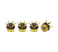 A ABSOPRO Tire Valve Stem Caps 12.8x15.8MM Car Wheel Valve Cap ABS Gold Tone Black Faux Crystal Crown Style for Car Bike Motorcycle Truck Anti Crash Tyre Valve Stem Cover Valve Dust Cap 4pcs