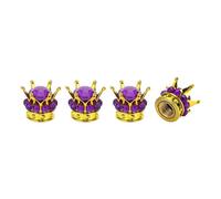 A ABSOPRO Tire Valve Stem Caps 12.8x15.8MM Car Wheel Valve Cap ABS Gold Tone Purple Faux Crystal Crown Style for Car Bike Motorcycle Truck Anti Crash Tyre Valve Stem Cover Valve 4pcs