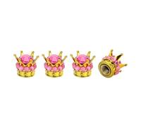 A ABSOPRO Tire Valve Stem Caps 12.8x15.8MM Car Wheel Valve Cap ABS Gold Tone Rose Red Faux Crystal Crown Style for Car Bike Motorcycle Truck Anti Crash Tyre Valve Stem Cover Valve 4pcs