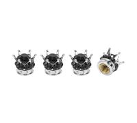 A ABSOPRO Tire Valve Stem Caps 12.8x15.8MM Car Wheel Valve Cap ABS Silver Tone Black Faux Crystal Crown Style for Car Bike Motorcycle Truck Anti Crash Tyre Valve Stem Cover Valve 4pcs