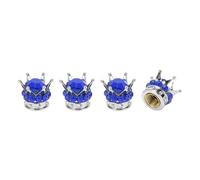 A ABSOPRO Tire Valve Stem Caps 12.8x15.8MM Car Wheel Valve Cap ABS Silver Tone Blue Faux Crystal Crown Style for Car Bike Motorcycle Truck Anti Crash Tyre Valve Stem Cover Valve 4pcs