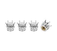 A ABSOPRO Tire Valve Stem Caps 12.8x15.8MM Car Wheel Valve Cap ABS Silver Tone Faux Crystal Crown Style for Car Bike Motorcycle Truck Anti Crash Tyre Valve Stem Cover Valve Dust Cap 4 Pcs