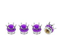 A ABSOPRO Tire Valve Stem Caps 12.8x15.8MM Car Wheel Valve Cap ABS Silver Tone Purple Faux Crystal Crown Style for Car Bike Motorcycle Truck Anti Crash Tyre Valve Stem Cover Valve 4pcs