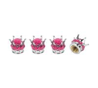 A ABSOPRO Tire Valve Stem Caps 12.8x15.8MM Car Wheel Valve Cap ABS Silver Tone Rose Red Faux Crystal Crown Style for Car Bike Motorcycle Truck Anti Crash Tyre Valve Stem Cover Valve 4pcs