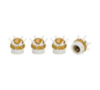 A ABSOPRO Tire Valve Stem Caps 12.8x15.8MM Car Wheel Valve Cap ABS White Gold Tone Faux Crystal Crown Style for Car Bike Motorcycle Truck Anti Crash Tyre Valve Stem Cover Valve Dust Cap 4pcs