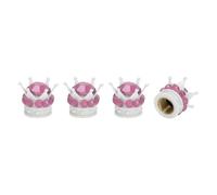 A ABSOPRO Tire Valve Stem Caps 12.8x15.8MM Car Wheel Valve Cap ABS White Pink Faux Crystal Crown Style for Car Bike Motorcycle Truck Anti Crash Tyre Valve Stem Cover Valve Dust Cap 4 Pcs