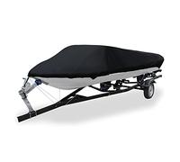 A ABSOPRO Trailerable Boat Cover 16-18ft V-Hull Runabouts Cover 210D Black