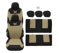 A ABSOPRO Universal 9 Piece Car Seat Covers Kit Washable and Breathable Truck SUV Car Interior Seat Protectors Knitted Mesh Fabric Butterfly Pattern Beige