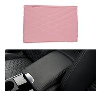 A ABSOPRO Universal Center Console Cover Car Armrest Cover Middle Console Cover Lid for Most Vehicle SUV Car Sedan 12.2"x7.87"x1.97" Pink Nappa Leather, Sponge Double W Pattern