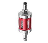 A ABSOPRO Universal Gas Inline Fuel Filter Gasoline Filter Red Silver Tone