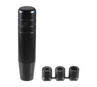A ABSOPRO Universal Shift Knob Cylinder 13cm Aluminum Alloy Black Set of 4 | Stick Shifter Lever Knob, with 3 Adapter, for Automatic and Manual Vehicle