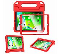 A ADENK Kids Case for iPad 10.2" 9th/8th/7th Generation 2021/2020/2019 - with Built-in Screen Protector, Shockproof Lightweight Handle Stand Kids Case for iPad 10.2" 2021 Latest Tablet Cover (Red)