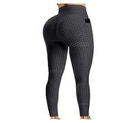 A AGROSTE Women's High Waist Yoga Pants Tummy Control Workout Ruched Butt Lifting Stretchy Leggings Textured Booty Tights