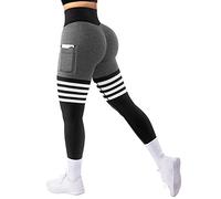A AGROSTE Women's High Waisted Seamless Scrunch Butt Lifting Leggings - Black, Grey (Small, Medium, Large, X-Large)