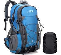 A AM SeaBlue 40L Hiking Backpack for Men and Women Trekking Rucksack Lightweight Travel Daypack with Waterproof Rain Cover,Large Sports Bag for Outdoor Activities