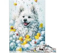 A American Eskimo Dog Jigsaw Puzzles Puzzle for Adults Kids. 1000 Pieces Great Gifts Challenge Toy Educational Games Home Decoration for Educational Games Gifts 1000pcs (75x50cm)