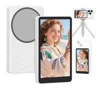 A ANGG Phone Vlog Selfie Monitor Screen, Back Camera Selfie Monitor for iPhone & Android, Magnetic Selfie Screen with Bluetooth Remote for TikTok Vlog Live Stream 4K 1080P Wireless Recording (White)