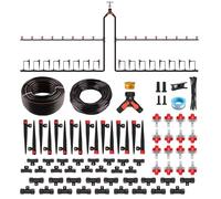 A ANLEOLIFE 230FT Drip Irrigation System Kit, Complete Garden Watering System with 1/2” & 1/4” Quick-Connect Tubing, 32 Adjustable Emitters for Raised Beds, Lawn, Greenhouse, Potted Plants