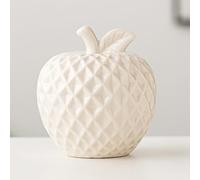 A ANTCAM Apple Ceramic Statue Fruit Sculpture Minimalist Desktop Ornament, Simulation Apple Modern Statue for Cabinet Desk Shelf Fireplace Wedding Birthday Home Decor (White)