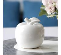 A ANTCAM Ceramic Apple Ornament Home Decor Lovely Apple with Stem Modeling Statue Decorative Mini Apple Realistic Fruit Model Simulation Apple Ornament Ceramics Table Decorative (White)