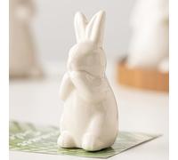 A ANTCAM Ceramic Bunny Rabbits Figurine Decor, White Porcelain Modern Tabletop Bookshelf Art Home Statues Decoration for Easter Rabbits Weddings Crafts Ornaments (S)