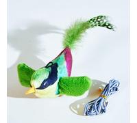 A ANTCAM Chase Flappy Cat Toy, Flappy Chase Bird Cat Toy, Squeaky Sound Chase Interactive Cat Toy, Bird Cat Toy to Self Play, Interactive Sound Simulation Sparrow Bird for Cats (Green)