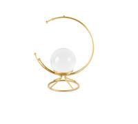 A ANTCAM Crystal Ball Sculpture with Gold Metal Stand Statue Crystal Ball Modern Abstract Art Home Decoration for Living Room TV Cabinet Crafts Gifts Office Table Shelf (Moon Crystal Ball)