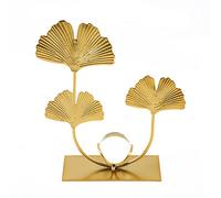 A ANTCAM Gold Iron Leaf Crystal Ball Ornament Exquisite Stylish Nordic Desk Decoration with Crystal Balls Metal Art Decor for Dining Room Living Room Office Centerpiece (C)