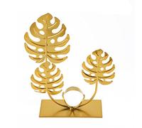 A ANTCAM Gold Iron Leaf Crystal Ball Ornament Exquisite Stylish Nordic Desk Decoration with Crystal Balls Metal Art Decor for Dining Room Living Room Office Centerpiece (I)
